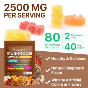 Mushroom gummies bag - 2500MG per serving 